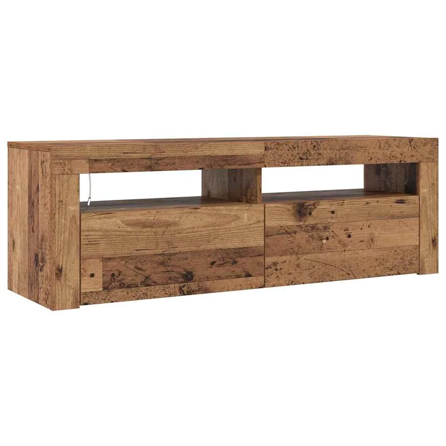 Meuble TV avec lumières LED vieux bois bois d'ingénierie - 7