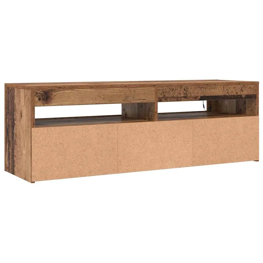 Meuble TV avec lumières LED vieux bois bois d'ingénierie - 9