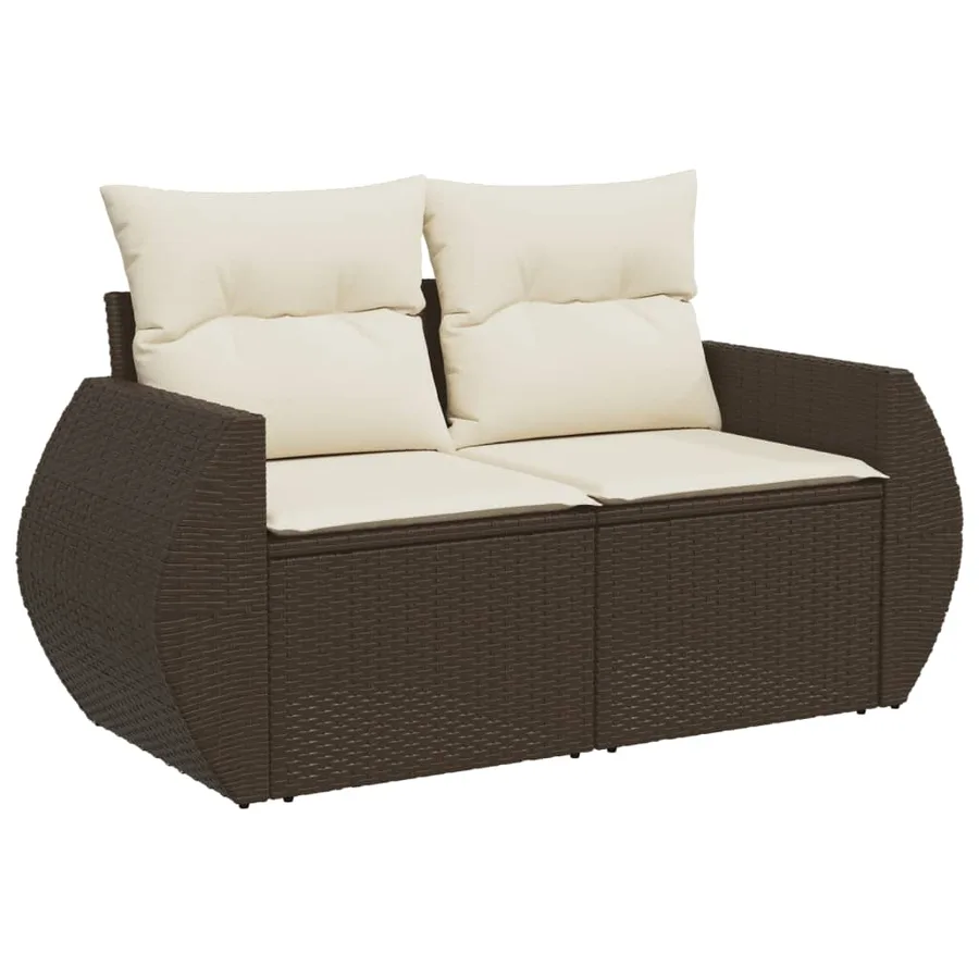 Salon de jardin et coussins 11 pcs marron résine tressée - 3
