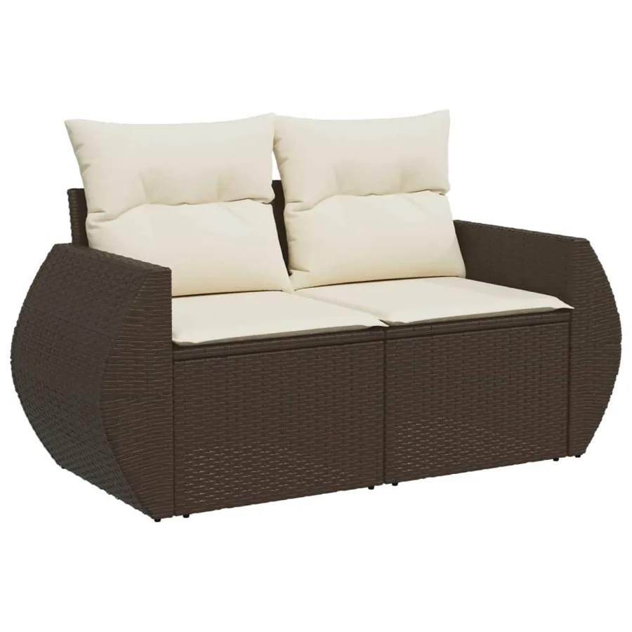 Salon de jardin avec coussins 7 pcs marron résine tressée - 6