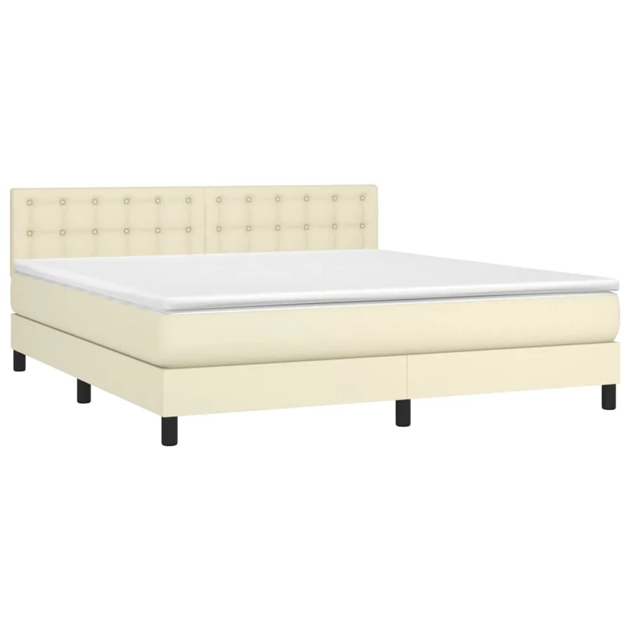 Sommier à lattes de lit avec matelas et LED Crème 160x200 cm - 3