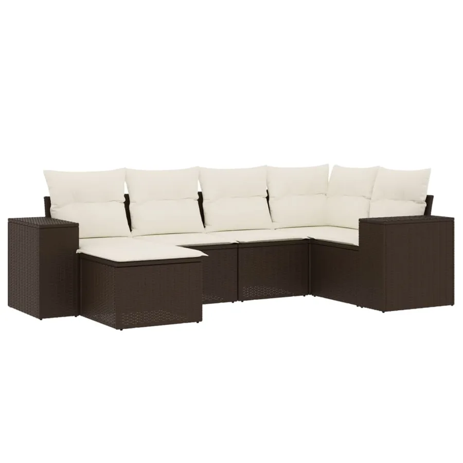 Salon de jardin avec coussins 6 pcs marron résine tressée - 2