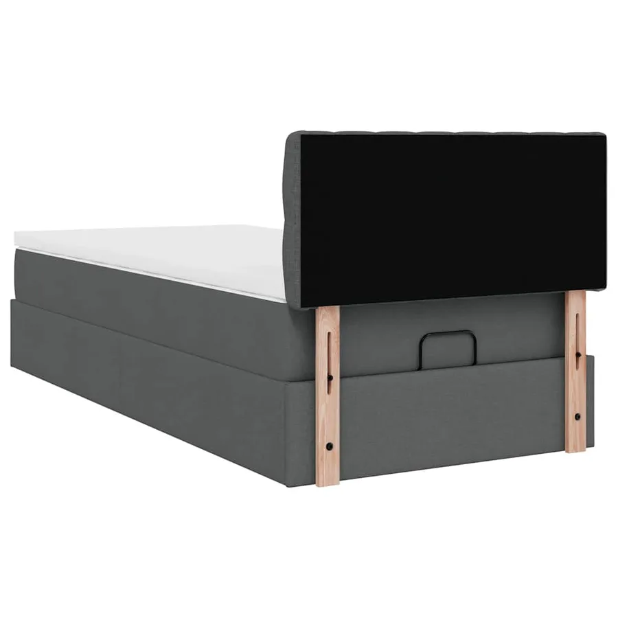 Cadre de lit ottoman avec matelas gris foncé 90x190 cm tissu - 11