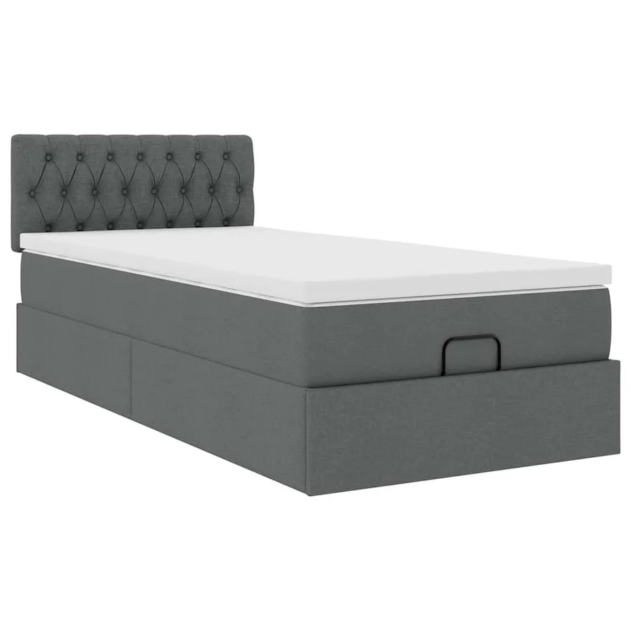 Cadre de lit ottoman avec matelas gris foncé 90x190 cm tissu - 6