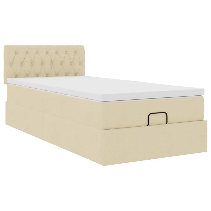 Cadre de lit ottoman avec matelas crème 90x190 cm tissu - 7