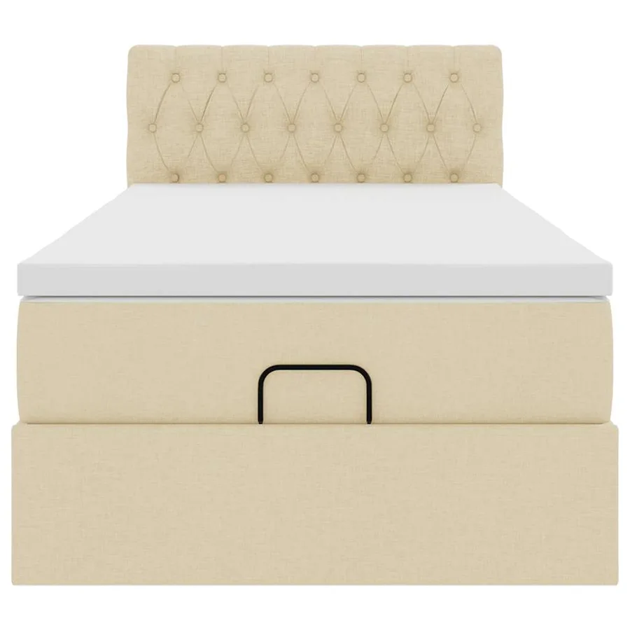 Cadre de lit ottoman avec matelas crème 90x190 cm tissu - 8
