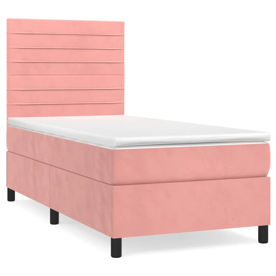 Sommier à lattes de lit avec matelas Rose 90x190 cm Velours - 2