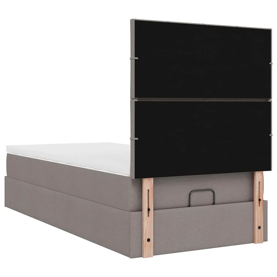 Cadre de lit ottoman avec matelas taupe 90x190 cm tissu - 11