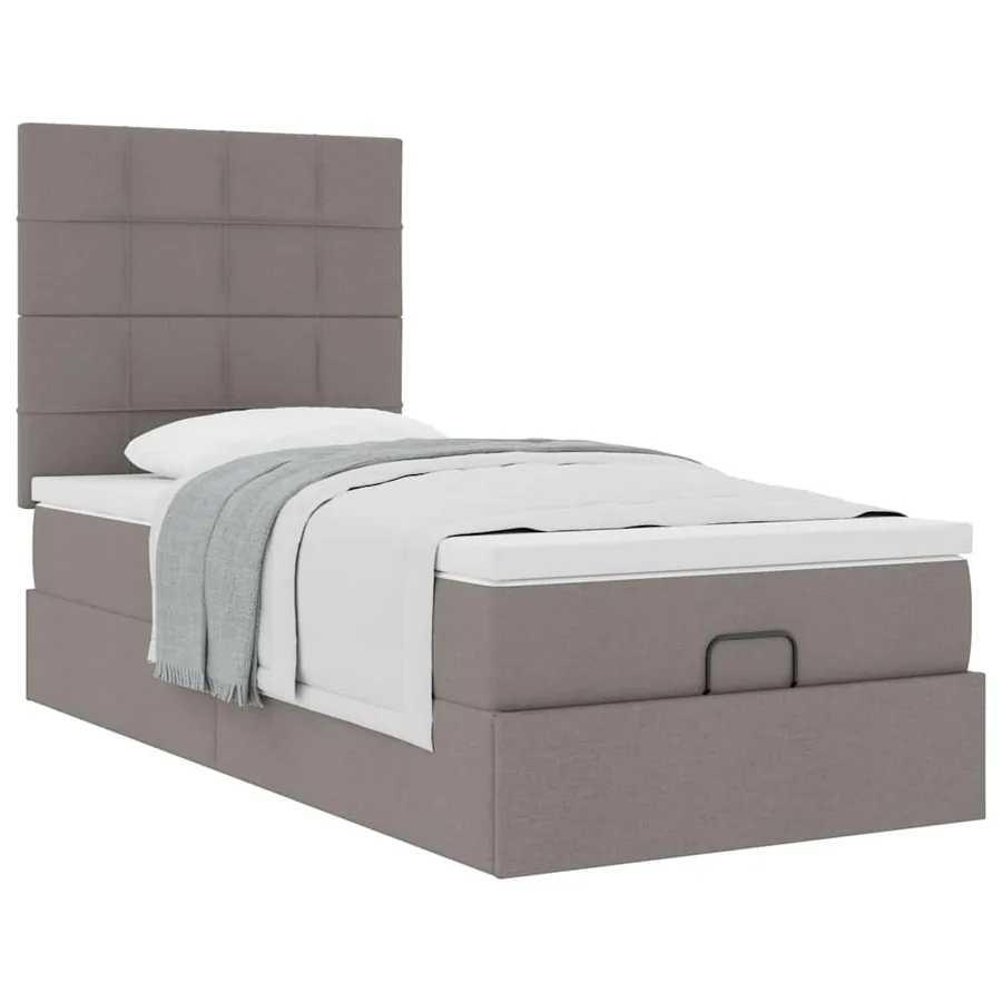 Cadre de lit ottoman avec matelas taupe 90x190 cm tissu - 5