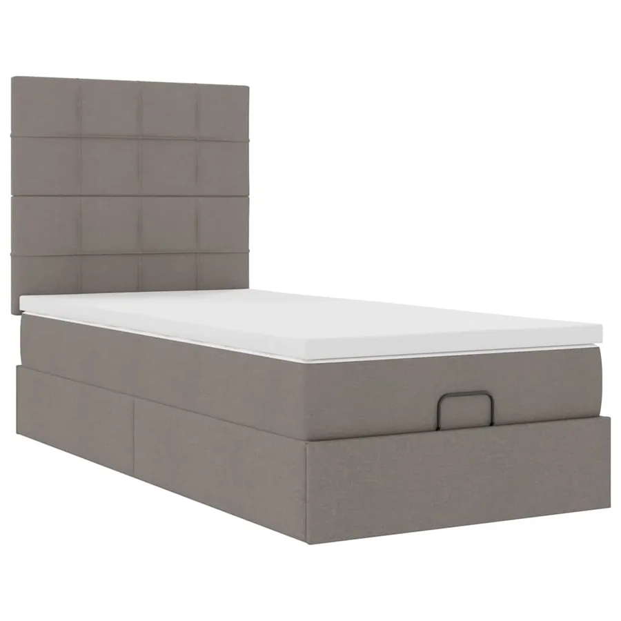 Cadre de lit ottoman avec matelas taupe 90x190 cm tissu - 6