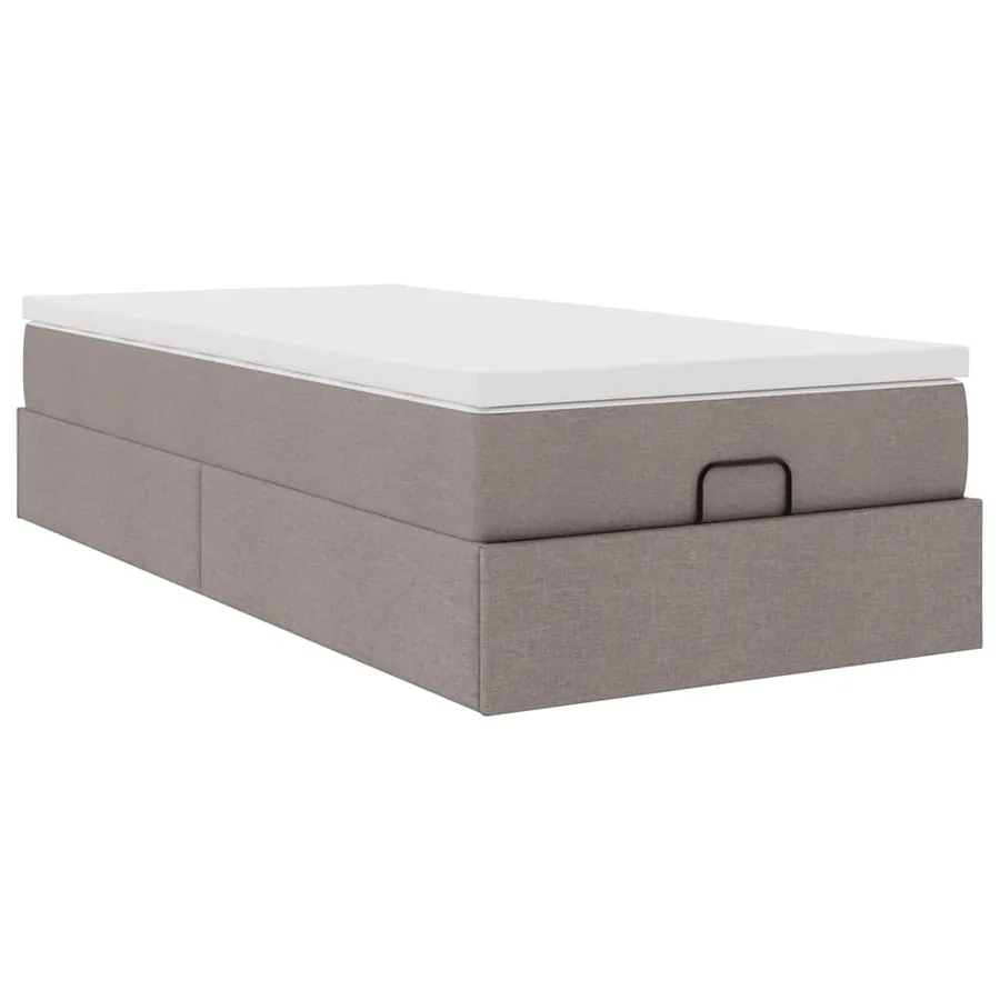 Cadre de lit ottoman avec matelas taupe 80x200 cm tissu - 6