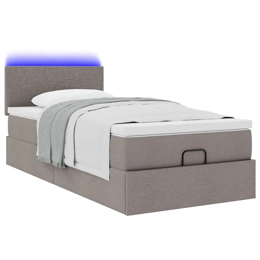 Cadre de lit ottoman avec matelas taupe 80x200 cm tissu - 6