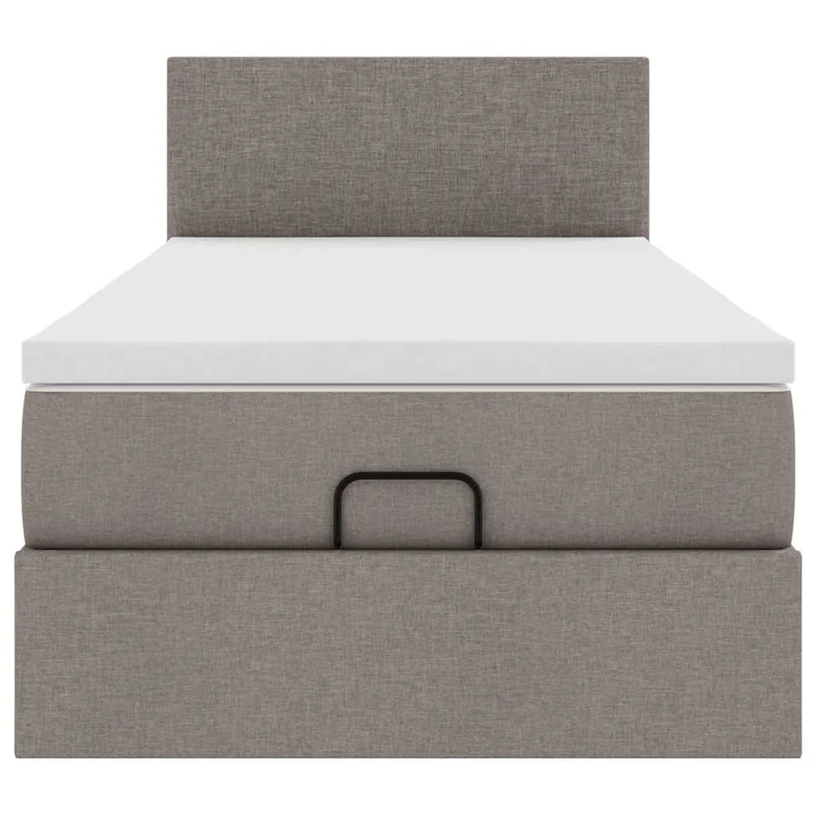 Cadre de lit ottoman avec matelas taupe 80x200 cm tissu - 8