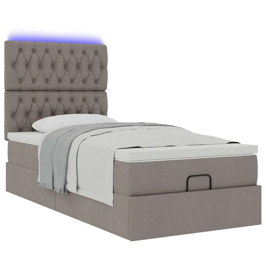 Cadre de lit ottoman avec matelas taupe 80x200 cm tissu - 6
