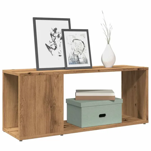Meuble TV chêne artisanal 80x24x32 cm bois d'ingénierie