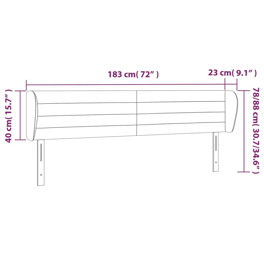 Tête de lit avec oreilles Gris clair 183x23x78/88 cm Tissu - 9