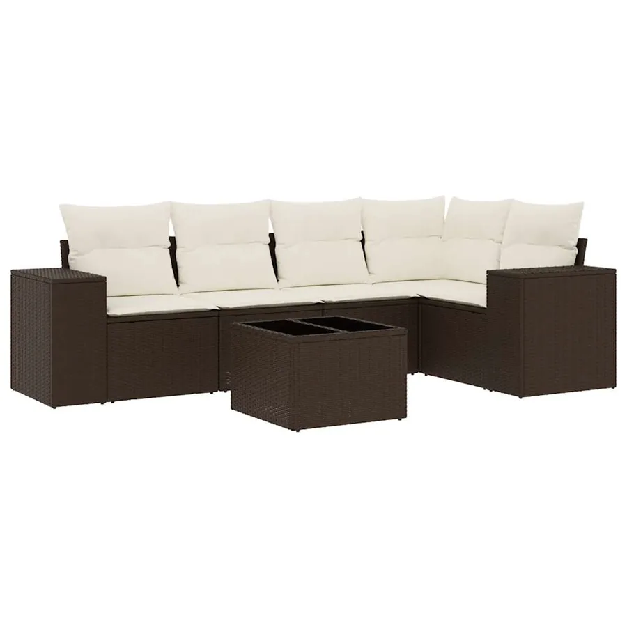 Salon de jardin avec coussins 6 pcs marron résine tressée - 2