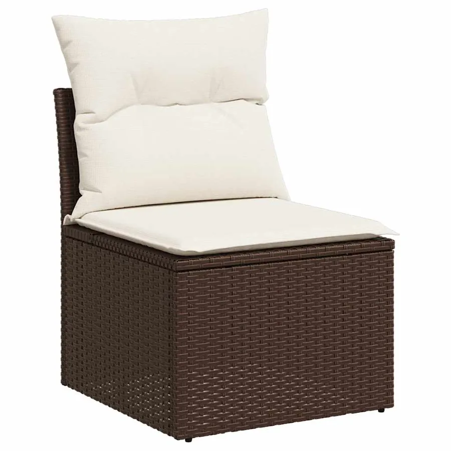 Salon de jardin avec coussins 6 pcs marron résine tressée - 4
