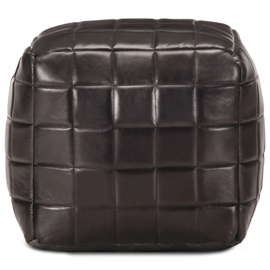 Pouf 40 x 40 x 40 cm Noir Cuir véritable de chèvre - 2