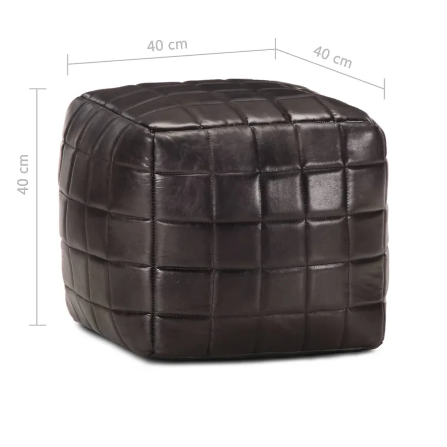 Pouf 40 x 40 x 40 cm Noir Cuir véritable de chèvre - 5