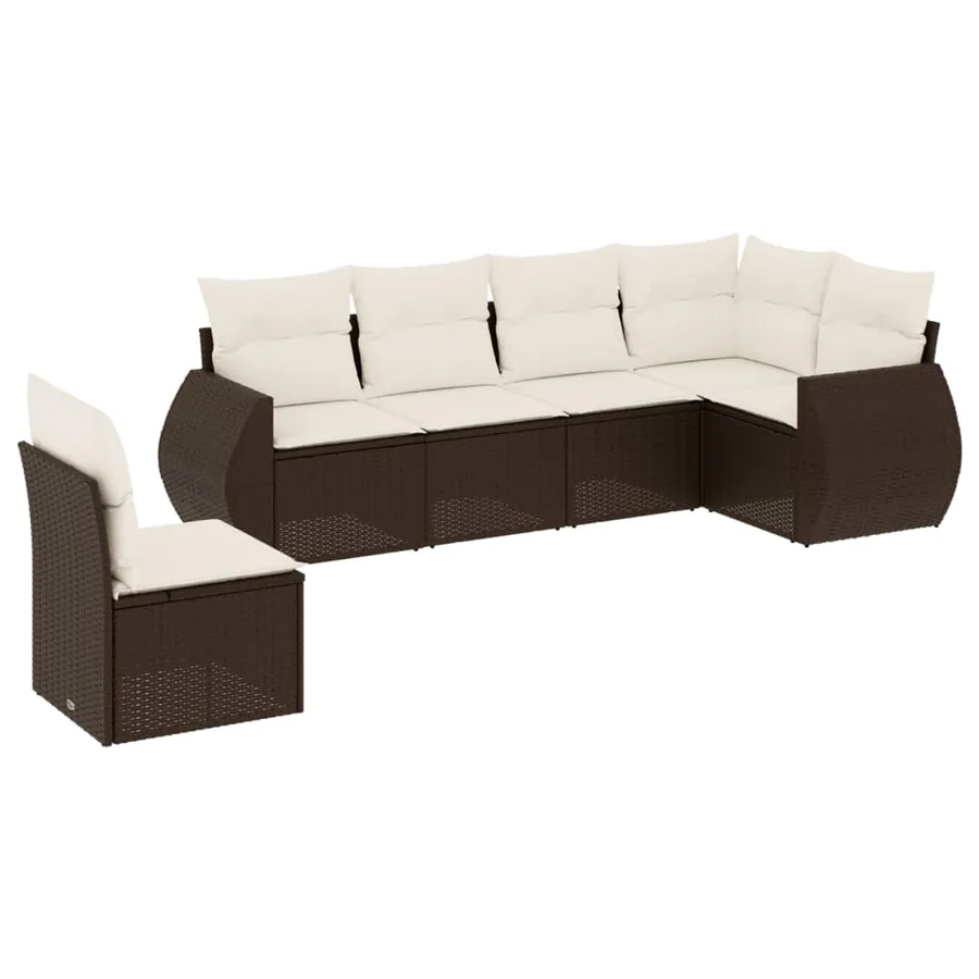 Salon de jardin avec coussins 6 pcs marron résine tressée - 2