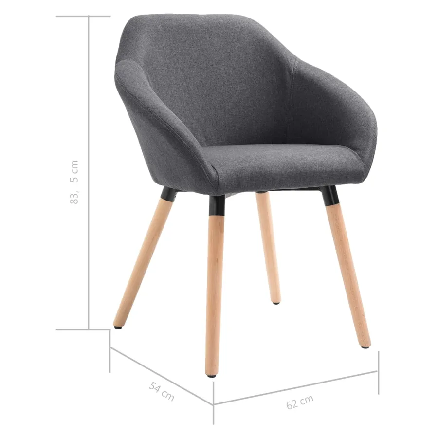 Chaises à manger lot de 6 gris foncé tissu - 8