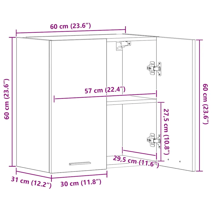Armoire murale de cuisine "Lyon" Chêne artisanal 60 x 31 x 60 cm Bois d'ingénierie - 13