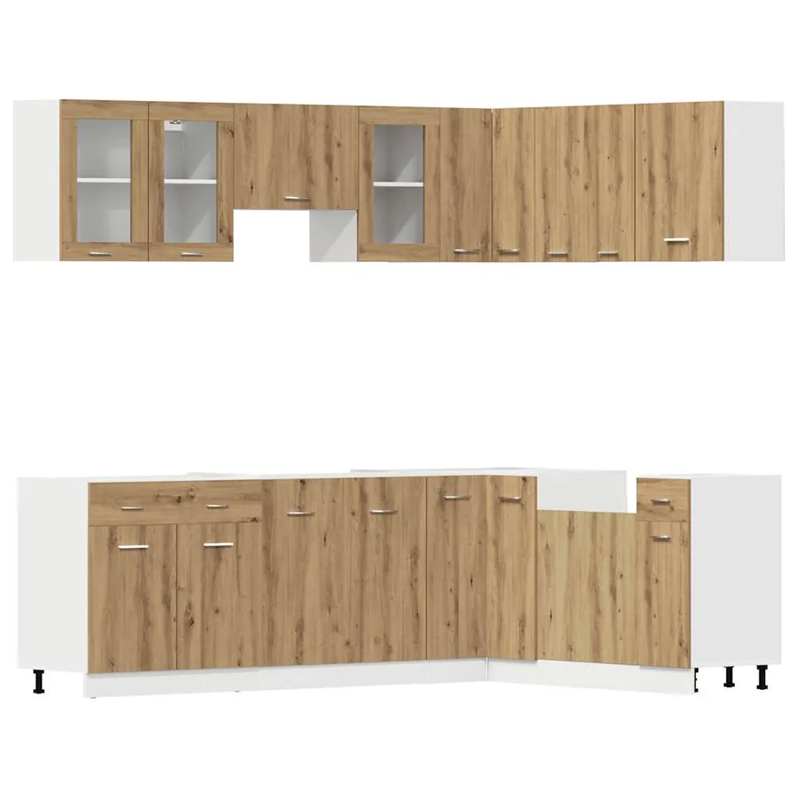 Ensemble de 11 meubles de cuisine "Lyon" en chêne artisanal - 2