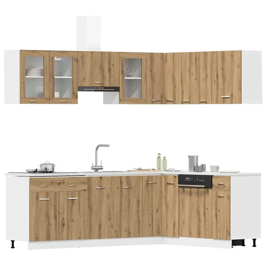 Ensemble de 11 meubles de cuisine "Lyon" en chêne artisanal - 3