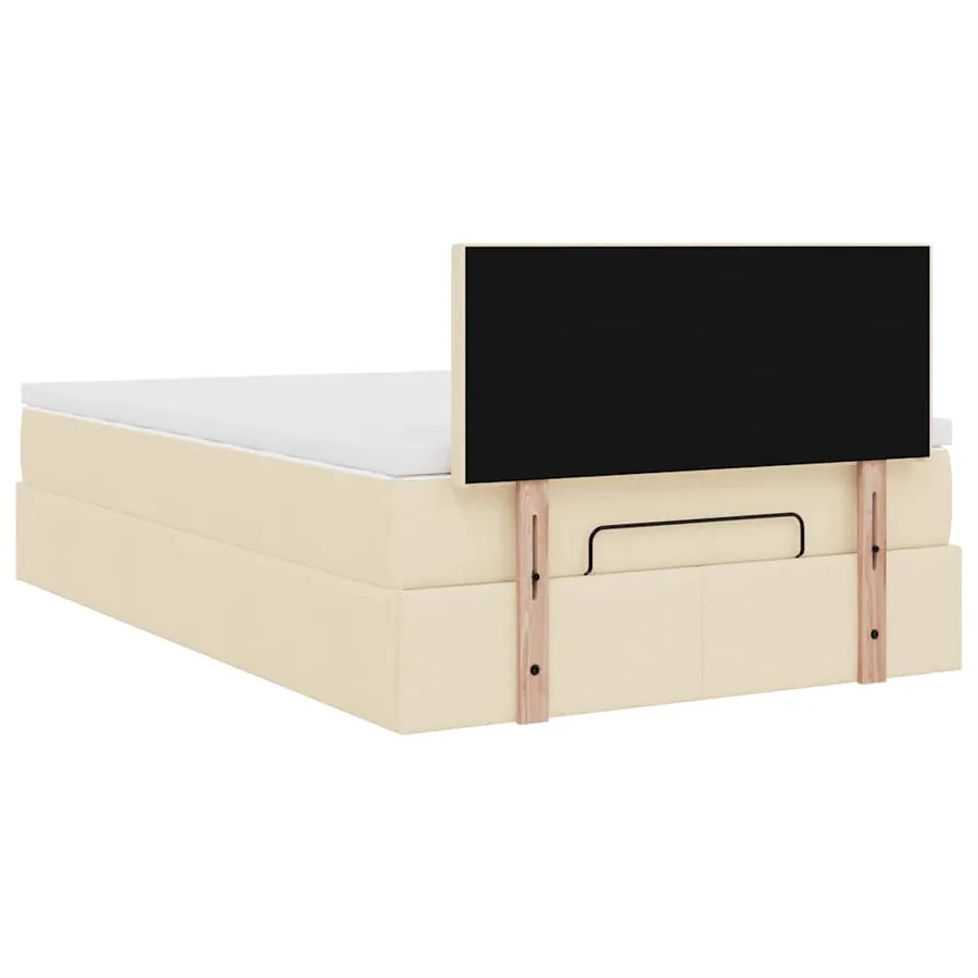 Cadre de lit ottoman avec matelas crème 120x200cm tissu - 11