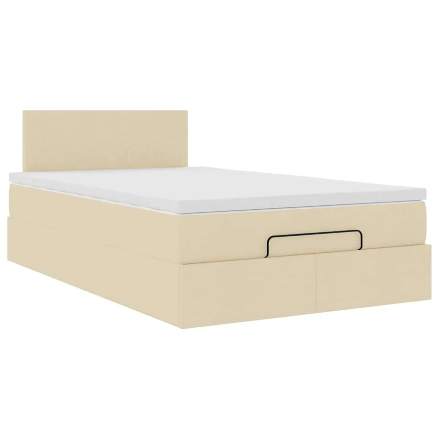 Cadre de lit ottoman avec matelas crème 120x200cm tissu - 6
