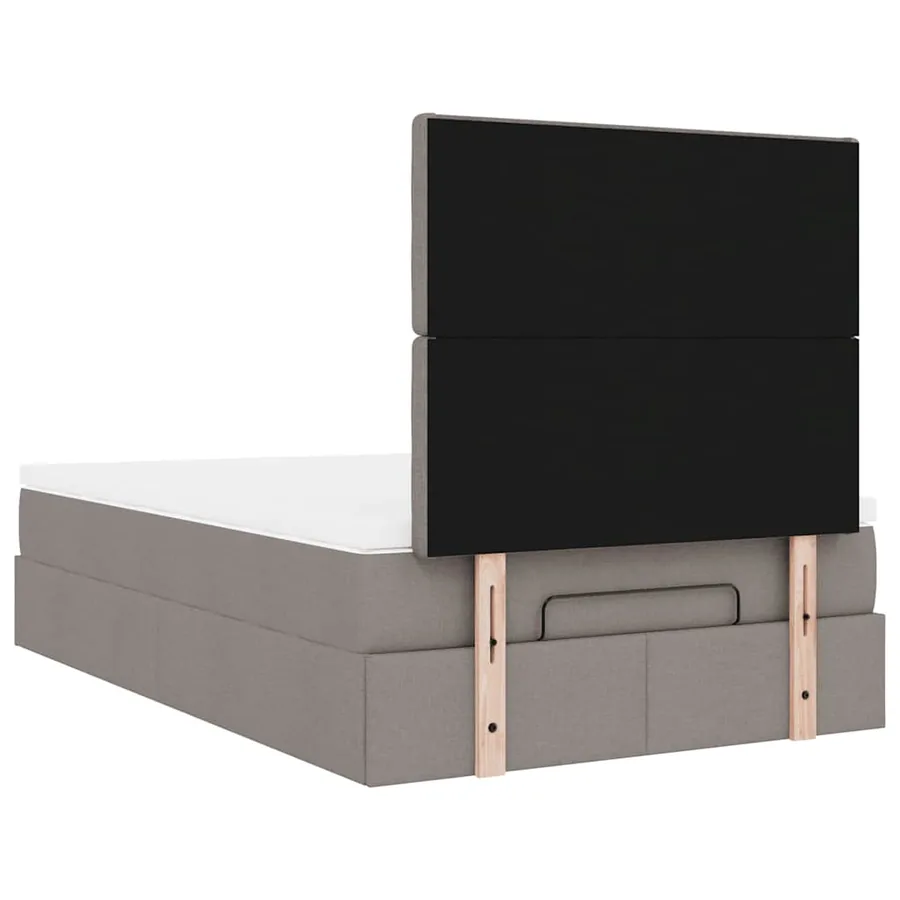 Cadre de lit ottoman avec matelas taupe 120x200 cm tissu - 11