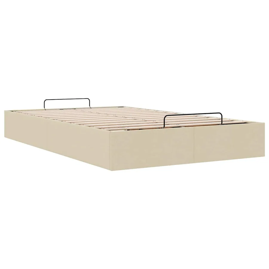 Cadre de lit ottoman sans matelas crème 120x200 cm tissu - 6