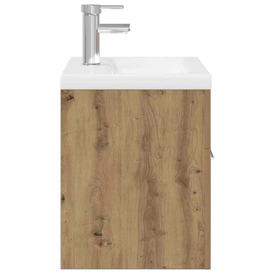 Meuble lavabo avec bassin et robinet intégrés chêne artisanal - 6