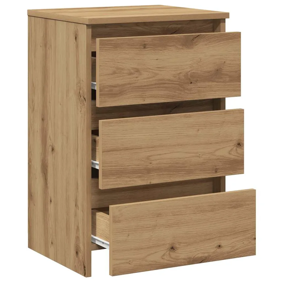 Table de chevet chêne artisanal 40x35x62,5 cm bois d'ingénierie - 10