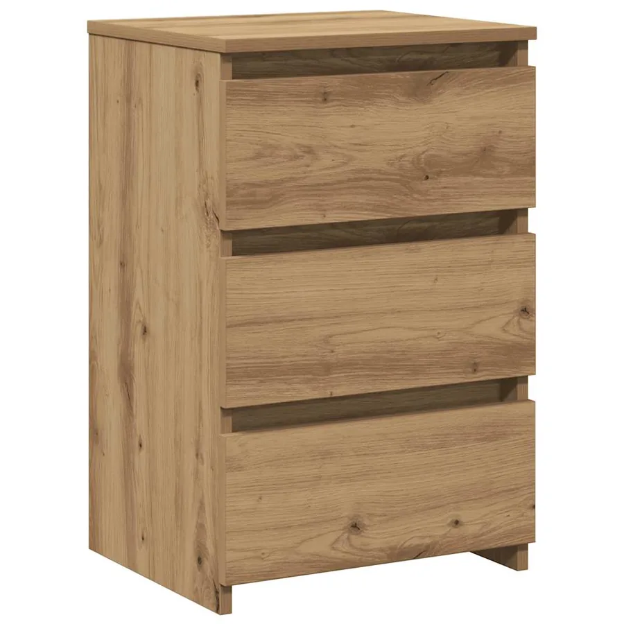 Table de chevet chêne artisanal 40x35x62,5 cm bois d'ingénierie - 2