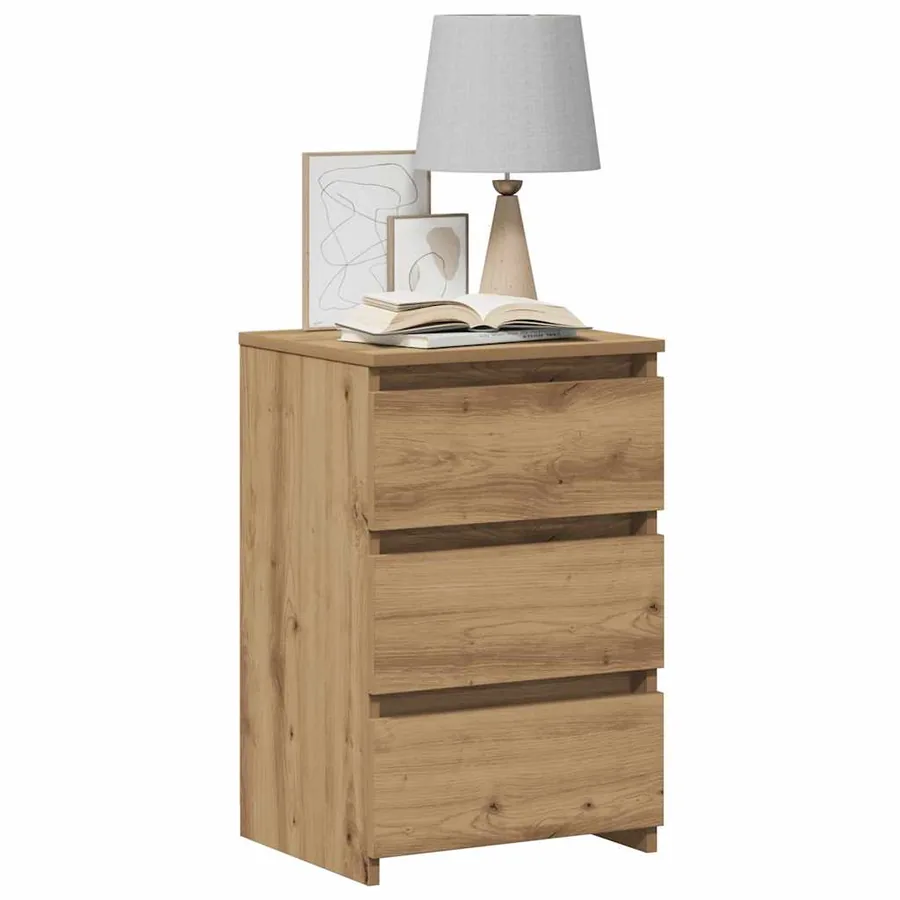 Table de chevet chêne artisanal 40x35x62,5 cm bois d'ingénierie - 4