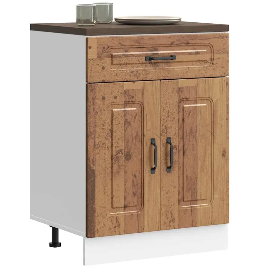 Armoire de cuisine Kalmar vieux bois bois d'ingénierie