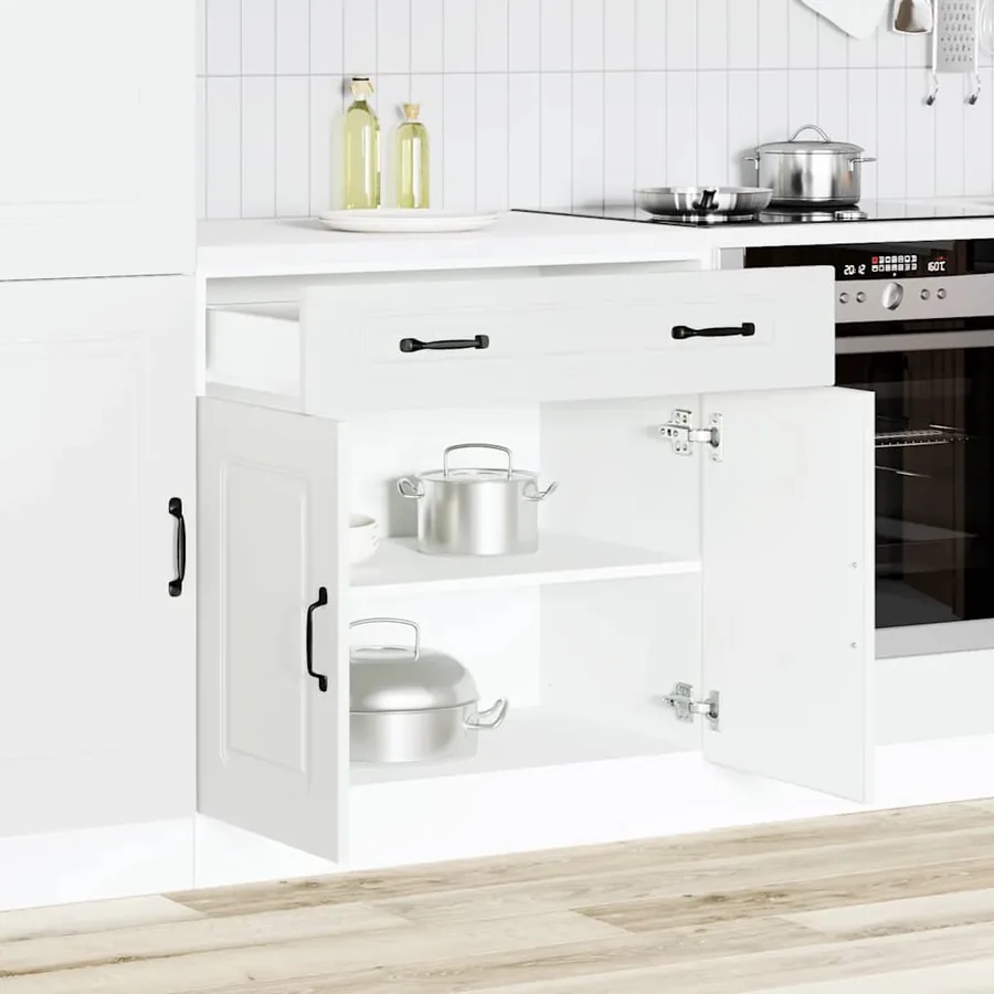 Armoire de cuisine Kalmar blanc bois d'ingénierie