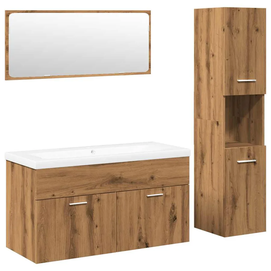 Ensemble de meubles salle de bain 4 pcs bois d'ingénierie - 2