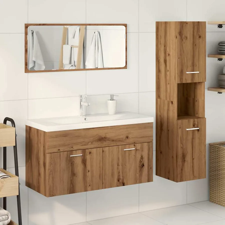 Ensemble de meubles salle de bain 4 pcs bois d'ingénierie - 3