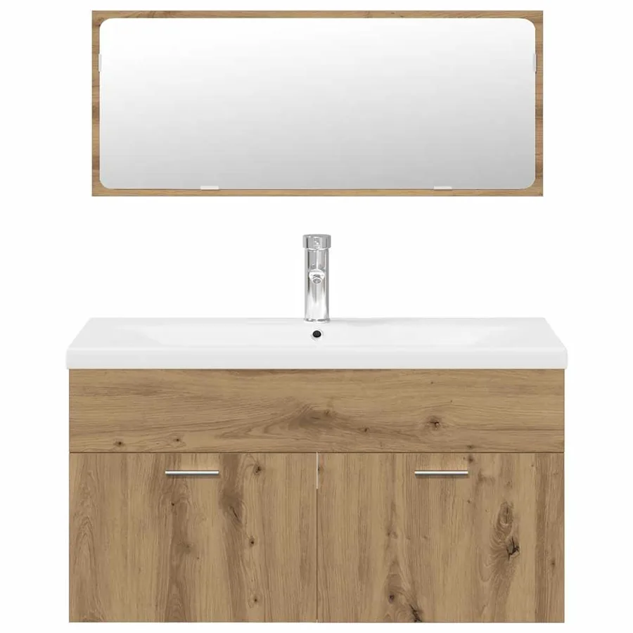 Ensemble de meubles salle de bain 3 pcs bois d'ingénierie - 4