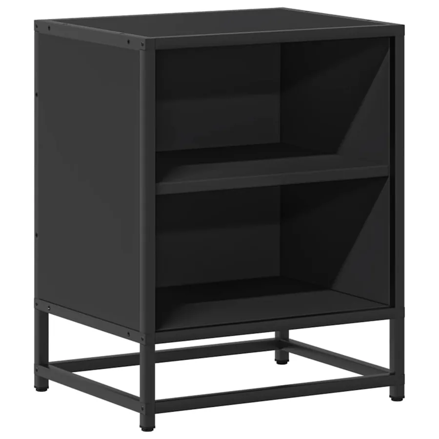 Table de chevet noir 40x31x50 cm bois d'ingénierie et métal - 2