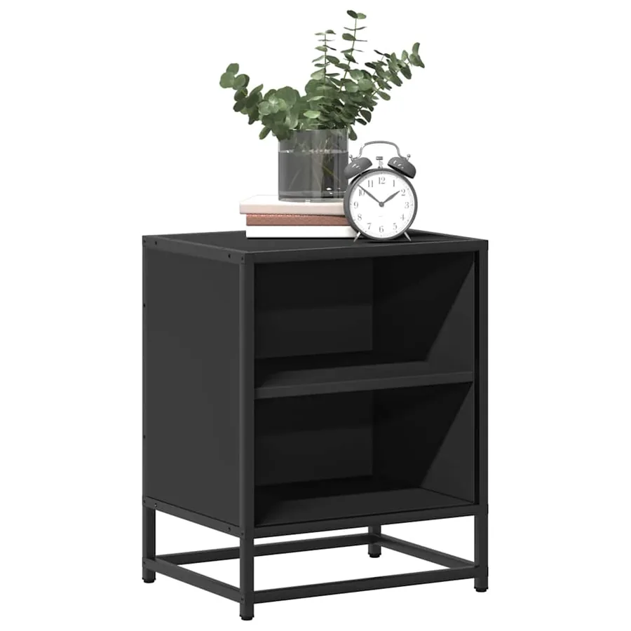 Table de chevet noir 40x31x50 cm bois d'ingénierie et métal - 4