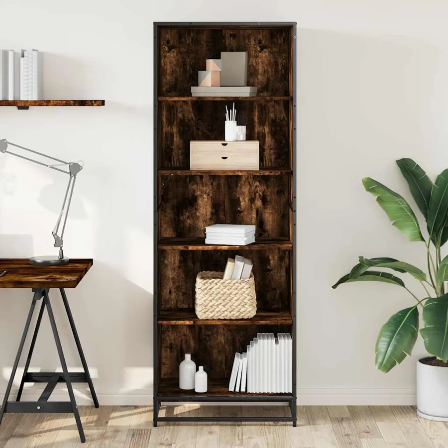 Bibliothèque chêne fumé 60x35x170,5 cm bois d'ingénierie - 3