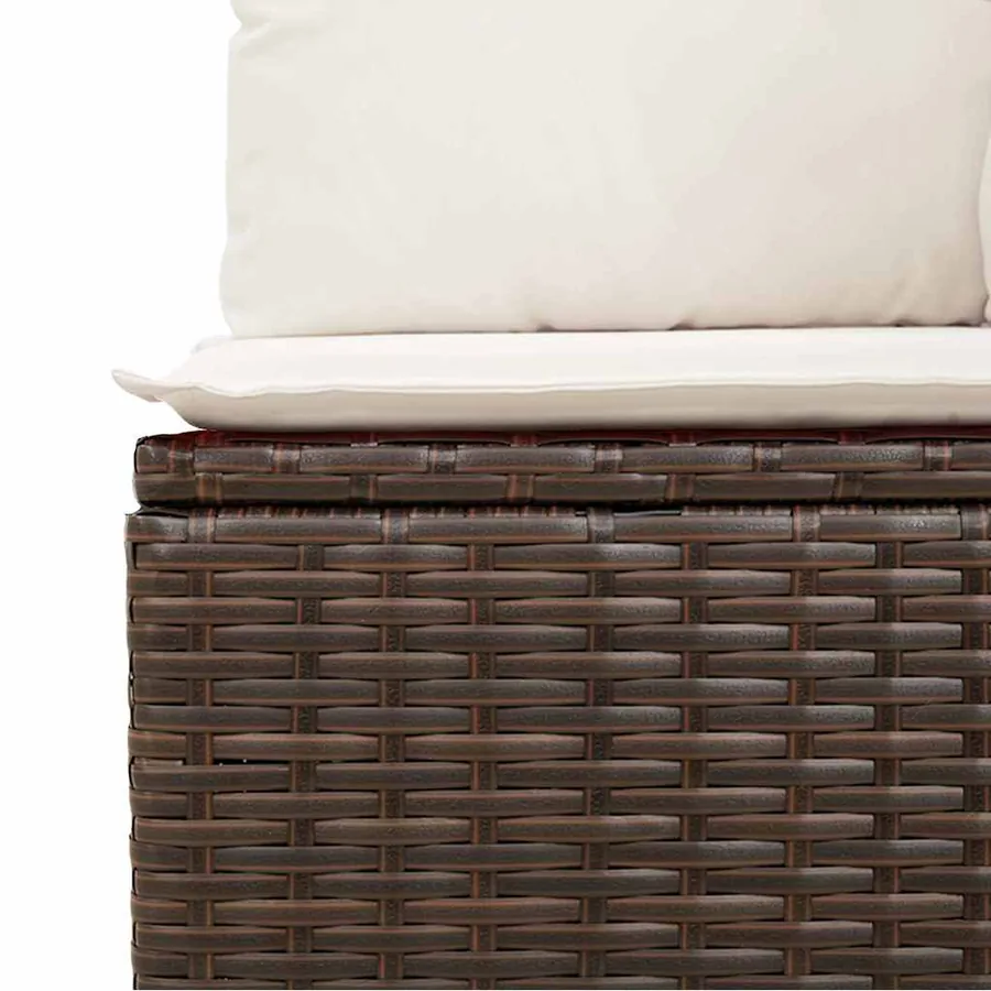 Salon de jardin et coussins 11 pcs marron résine tressée - 11