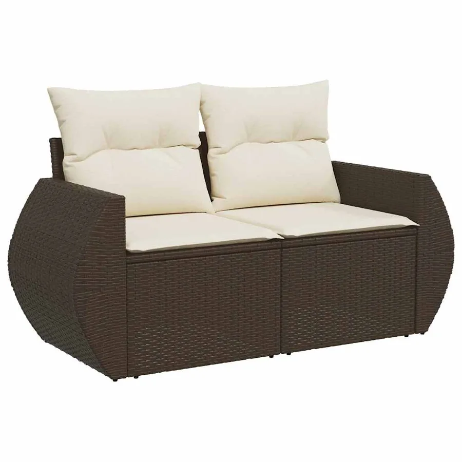 Salon de jardin et coussins 11 pcs marron résine tressée - 3