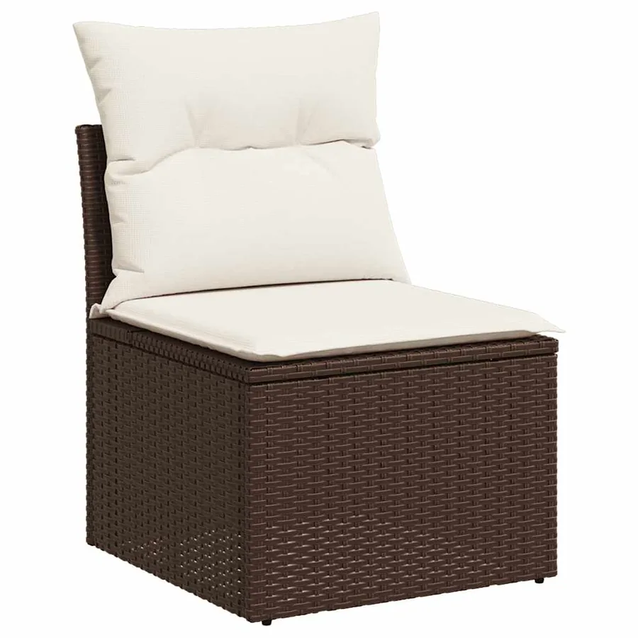Salon de jardin et coussins 11 pcs marron résine tressée - 4