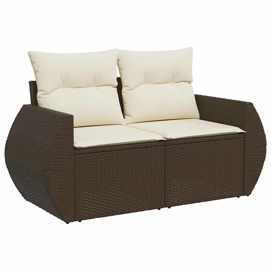 Salon de jardin avec coussins 6 pcs marron résine tressée - 4