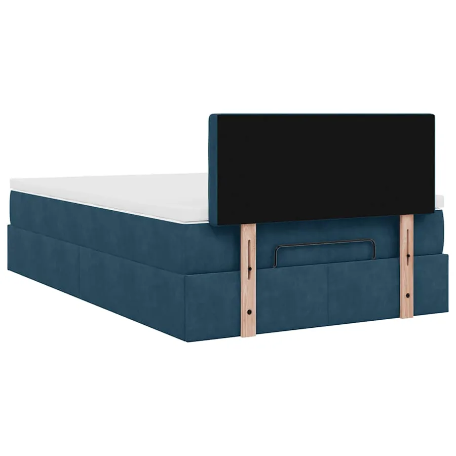 Cadre de lit ottoman avec matelas bleu foncé 120x200 cm velours - 11